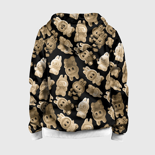 Детская толстовка на молнии Лабубы на черном паттерн / 3D-Белый – фото 2