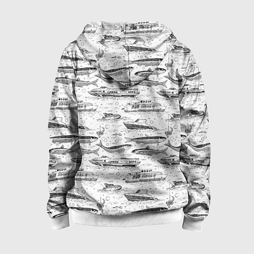 Детская толстовка на молнии Корюшка и водный транспорт / 3D-Белый – фото 2