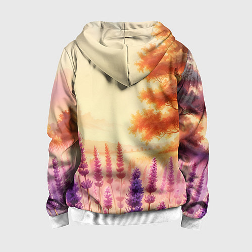 Детская толстовка на молнии Поле цветочное / 3D-Белый – фото 2