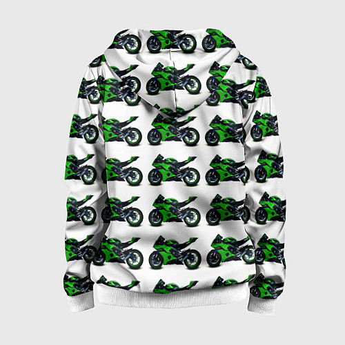 Детская толстовка на молнии Motorbike green / 3D-Белый – фото 2