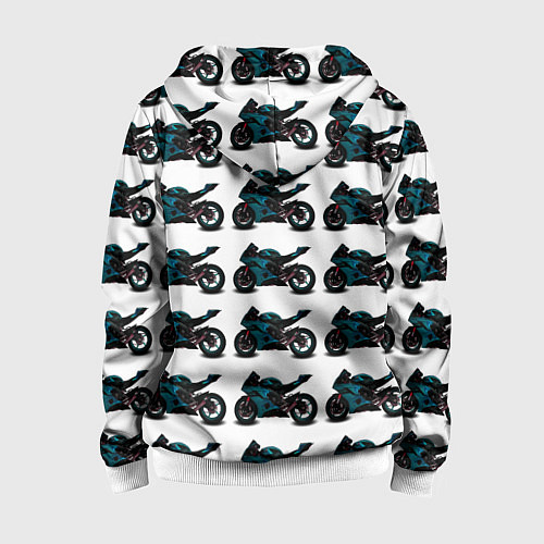 Детская толстовка на молнии Motorbike blue / 3D-Белый – фото 2