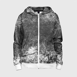 Толстовка на молнии детская Абстракция - grey and white wall with cracks, цвет: 3D-белый
