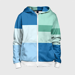 Толстовка на молнии детская Мятное небо колор-блок, цвет: 3D-белый