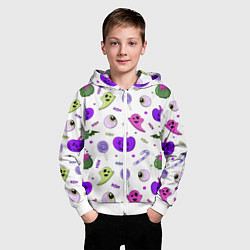 Толстовка на молнии детская Halloween purple pumpkin pattern, цвет: 3D-белый — фото 2