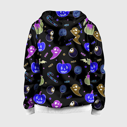 Детская толстовка на молнии Halloween blue black pumpkin / 3D-Белый – фото 2