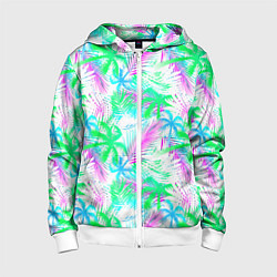 Толстовка на молнии детская Palm green light blue, цвет: 3D-белый
