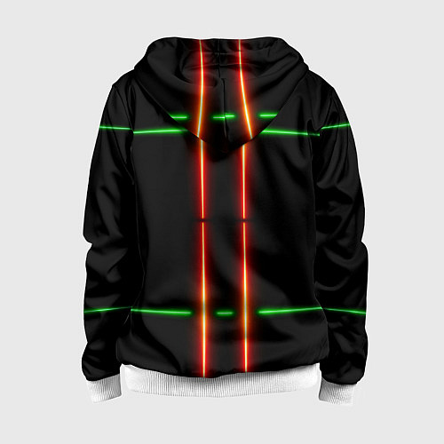 Детская толстовка на молнии Neon green black red line / 3D-Белый – фото 2