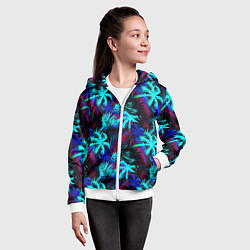 Толстовка на молнии детская Palm blue light blue, цвет: 3D-белый — фото 2