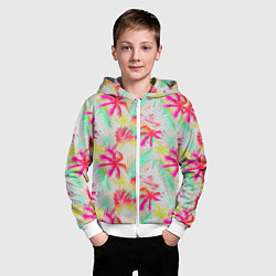 Толстовка на молнии детская Palm yellow pink, цвет: 3D-белый — фото 2