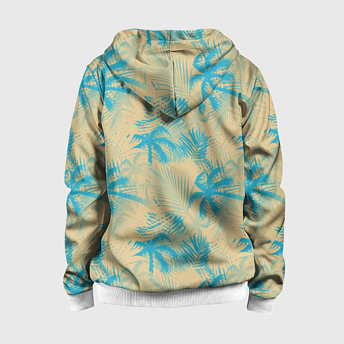 Детская толстовка на молнии Palm light blue beige / 3D-Белый – фото 2