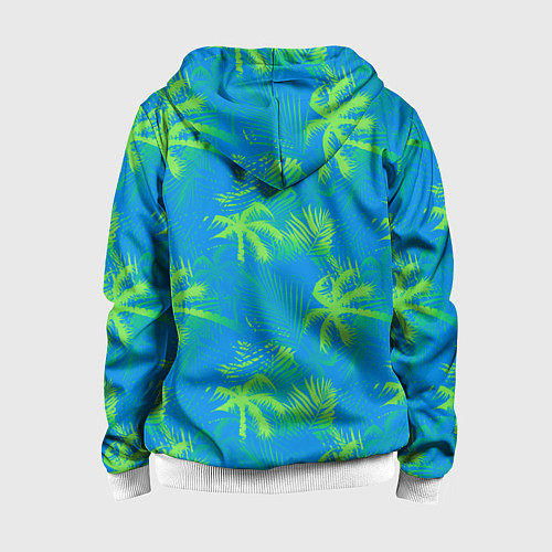Детская толстовка на молнии Palm light green light blue / 3D-Белый – фото 2
