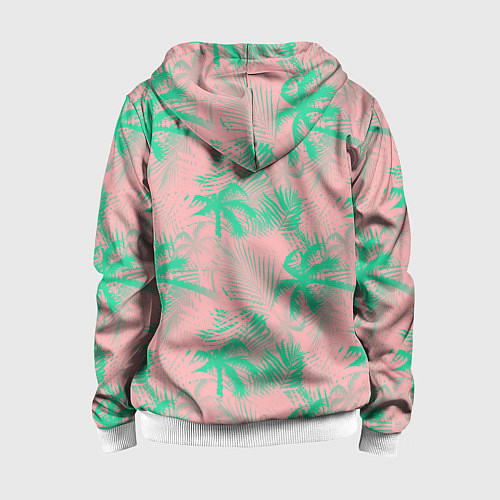Детская толстовка на молнии Palm turquoise pink / 3D-Белый – фото 2