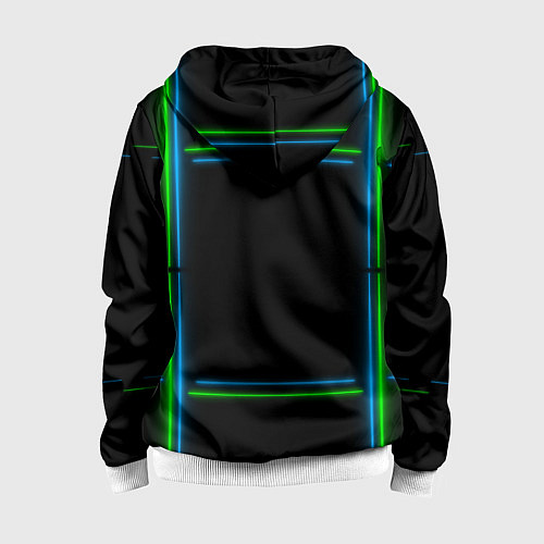 Детская толстовка на молнии Neon green light blue / 3D-Белый – фото 2