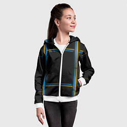 Толстовка на молнии детская Neon yellow light blue, цвет: 3D-белый — фото 2