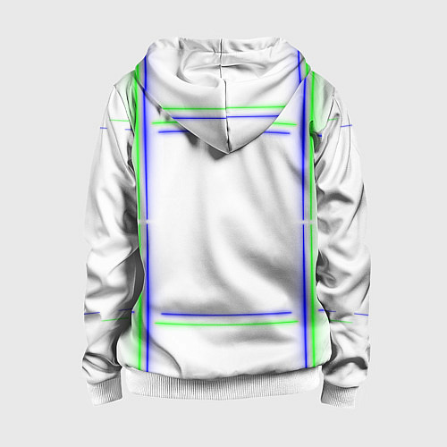 Детская толстовка на молнии Neon white green light blue / 3D-Белый – фото 2