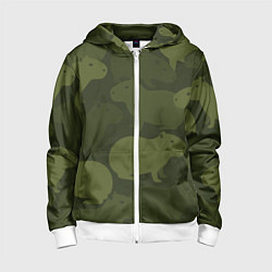 Толстовка на молнии детская Камуфляж из капибар, цвет: 3D-белый