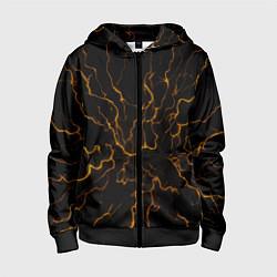 Толстовка на молнии детская Разряды электричества текстура, цвет: 3D-черный