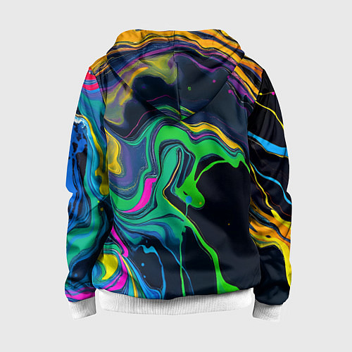 Детская толстовка на молнии Разводы и переливы разноцветной краски / 3D-Белый – фото 2