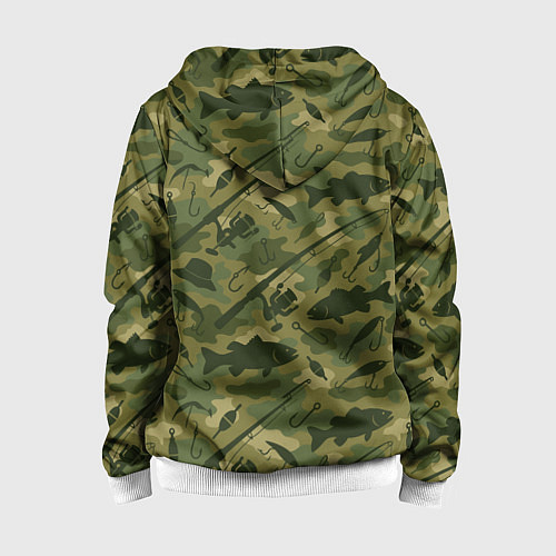 Детская толстовка на молнии Камуфляж рыболовный / 3D-Белый – фото 2
