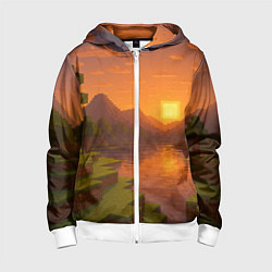Толстовка на молнии детская Закат - Minecraft, цвет: 3D-белый