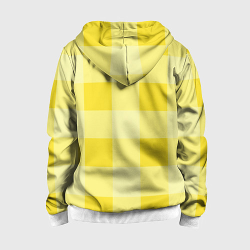 Детская толстовка на молнии Солнечный желтый тартан / 3D-Белый – фото 2