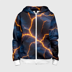 Толстовка на молнии детская Молния на камуфляжной текстуре, цвет: 3D-белый