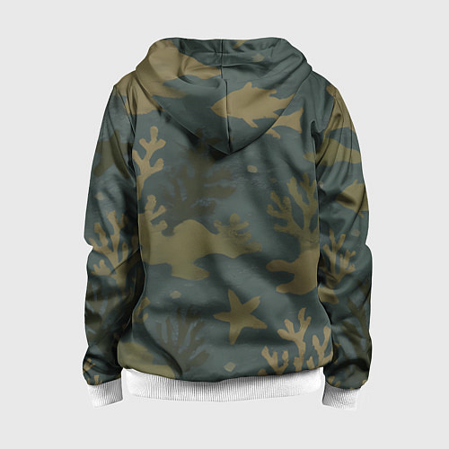 Детская толстовка на молнии Подводный камуфляж из рыб / 3D-Белый – фото 2