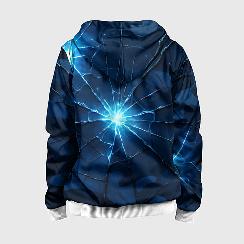 Детская толстовка на молнии Синий камуфляж со вспышками / 3D-Белый – фото 2