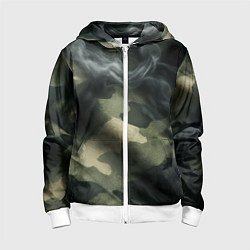 Детская толстовка на молнии Камуфляжная ткань с дымом