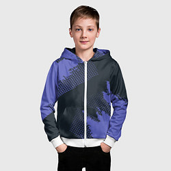 Толстовка на молнии детская Абстрактная текстура в синем, цвет: 3D-белый — фото 2