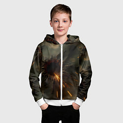Толстовка на молнии детская Следы от пуль на камуфляже, цвет: 3D-белый — фото 2