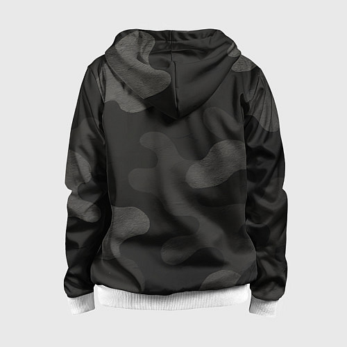 Детская толстовка на молнии Черно-серый камуфляж / 3D-Белый – фото 2