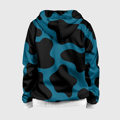 Детская толстовка на молнии Синяя коровья расцветка / 3D-Белый – фото 2