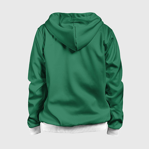 Детская толстовка на молнии Изумруд однотонный / 3D-Белый – фото 2