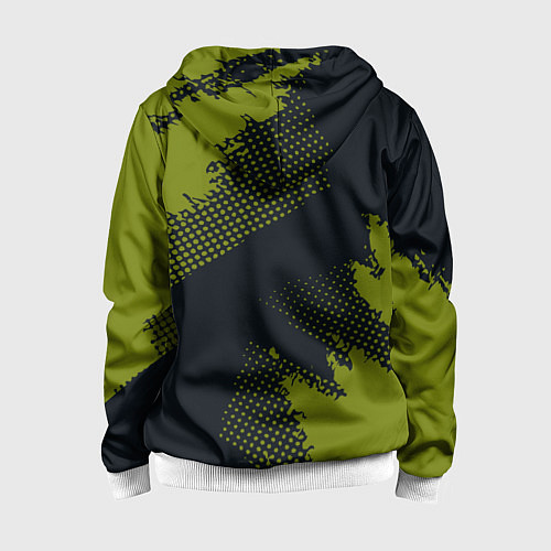 Детская толстовка на молнии Абстрактная текстура в зеленом / 3D-Белый – фото 2