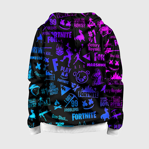 Детская толстовка на молнии Fortnite x doom neon logo / 3D-Белый – фото 2