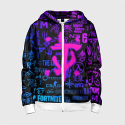 Детская толстовка на молнии Doom логотипы игр неон