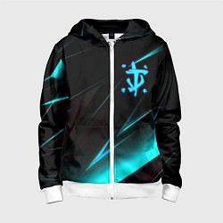 Толстовка на молнии детская Doom neon stripes, цвет: 3D-белый