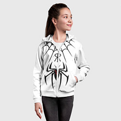 Толстовка на молнии детская Паук на белом - the web of Fate, цвет: 3D-белый — фото 2