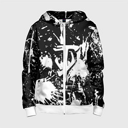 Толстовка на молнии детская Doom белые краски, цвет: 3D-белый