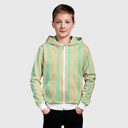 Толстовка на молнии детская Color beige cage blue stripes, цвет: 3D-белый — фото 2