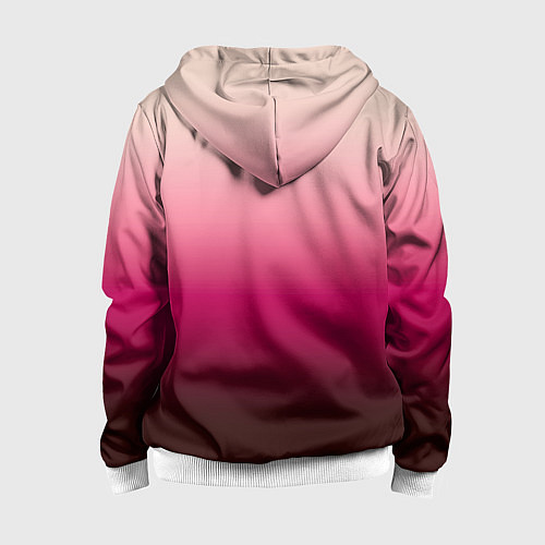 Детская толстовка на молнии Градиент transcendent pink омбре / 3D-Белый – фото 2