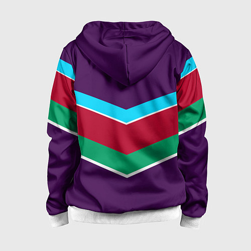 Детская толстовка на молнии Фиолетовый с полосами / 3D-Белый – фото 2