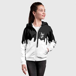 Толстовка на молнии детская Doom logo жидкие краски, цвет: 3D-белый — фото 2