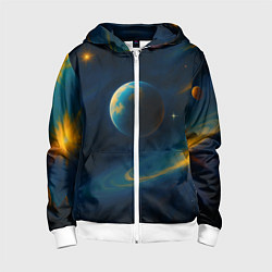 Толстовка на молнии детская Пространство Вселенной, цвет: 3D-белый