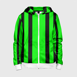 Детская толстовка на молнии Color black and green stripes