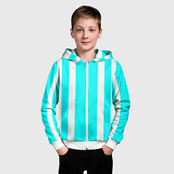 Толстовка на молнии детская Color blue white stripes, цвет: 3D-белый — фото 2