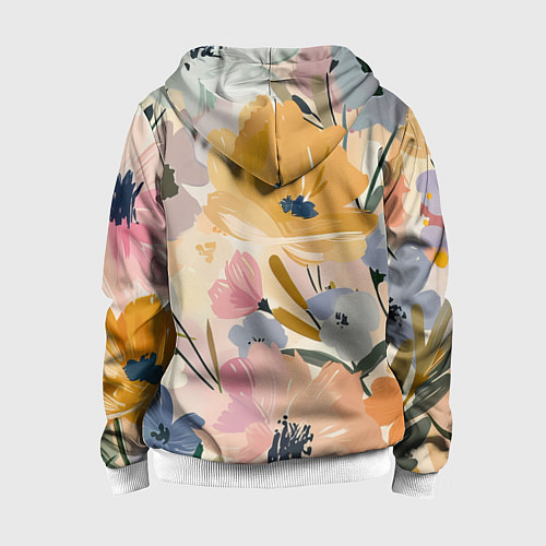 Детская толстовка на молнии Цветы акварель / 3D-Белый – фото 2