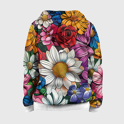 Детская толстовка на молнии Крупные цветы / 3D-Белый – фото 2