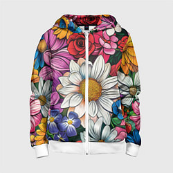 Детская толстовка на молнии Крупные цветы